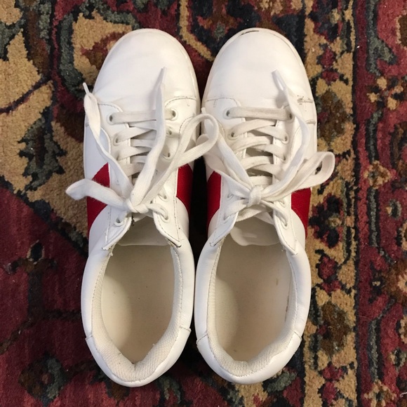 Forever 21 White Sneakers with Red Stripe - Picture 4 of 6